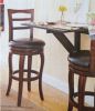 Sell Soft Leather Swivel Bar Stool with wooden Backrest in Cherry Fini