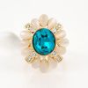 Factory jewelry wholesale gold plating statement ring with opal and blue crystal
