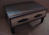 stainless steel with real leather steamer trunk coffee table