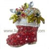 Sell Crystal Christmas Stocking Brooch Badge