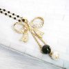 newest butterfly bow shape metal alloy crystal chains necklace
