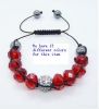 Sell Newest shamballa red crystal bead bracelets with disco ball for w