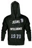 black embroidered Zipper Hood