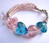 Lovely Heart Shaped Colored Glaze Bracelet with Toggle Clasp