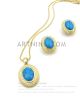 Sell gold plated with turquoise stone oval simple style jewellery set