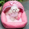 pink princess dog PET Bed with candy Pillow