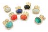 Sell Fashion alloy Rings, glod color plated and with a turquoise in it,