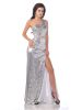 Hot silver sequin one shoulder prom dress