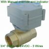 3/4'' NPT/BSP ELectric Valve with Manual Override 9-24V 3 wires