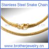 Stainless steel gold plated snake chain