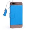 for PDN CASE iPhone 5 Genuine Leather Book Style Case with Silver Frame