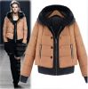 Wadded Jacket, Thick coat, color matching coat, Warm feather, hat coat