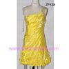 Short Applique Pleated Beading Satin Cocktail Dresses ZF108