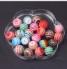 Sell 100Pcs Multicolour 16mm Resin Striped Beads