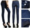 Sell stylish knit navy blue legging with zipper decorated design-knit