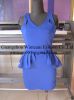 2014 lady sleeveless peplum fitted dress spaghetti strap dress