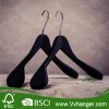Non-slip black rubber coated lotus wood clothes hanger wholesale