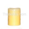 3x4 real wax dripping led pillar candle with timer, work with 2 X C battery