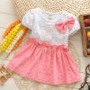 Summer new girls sweet little flowers hollow bow dress 1549