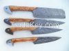 Custom Handmade Damascus Steel Kitchen Set of 4 Knives