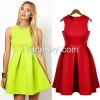 2016 New Dresses Women Clothes Fall Fashion Sheds Solid Sleeveless Casual Party Clothes Slim Waist Ladies Evening Dress