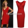 Celeb Style Sexy V-neck Wedding Party 2014 Women high fashion bodycon dress