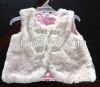 Kids faux fur vest with horn button-2015F11