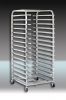 Rotary oven rack trolleys