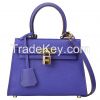 2014 new women genuine leather shoulder bags , leather tote bags blue color