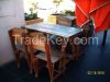 Wooden Eucalyptus or Pin fourniture: chairs, tables.