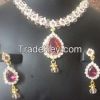 Pink Ruby Stone Necklace Set