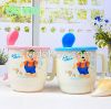 Hot selling high quality kids plastic water cups with spoon and cover