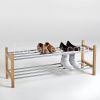 Two Tier Hot Sale Shoe Rack In Bamboo And Stainless Steel From Homex_FSC/BSCI