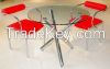 chromed-plated/tempered glass dining table T018