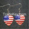 Latest usa flag labelled glass beads earrings with hook