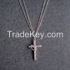 Rhinestone Cross charm metal chains necklace jewelry