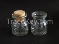 Glass Milk Bottles Pudding Frosted Bottles with Cork or Plastic Lid
