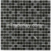 5/8 polish and frost grey glass mix stone mosaic tile