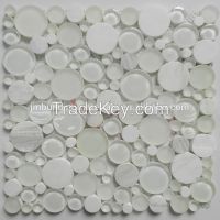 round super white glass mix stone mosaic tiles--mosaic tile