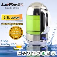 cool touch double wall water kettle with LED light
