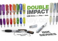 Colorful 2 in 1 ball pen shape usb flash drive