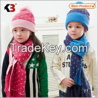 2016 Hot sale children hat with ball knitted hat and scarf