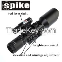 Spike 3-10x40E red green dot illuminated hunting rifle scope with red