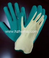 Green palm coated latex gaden glove