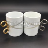 Personalized Silver Golden Knuckle Duster handle scissors ceramic coffee cup mug