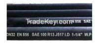 Four heavy steel wire spiral very high pressure hydraulic rubber hose EN 856 R13/ SAE J517 100 R13 for mining equipment