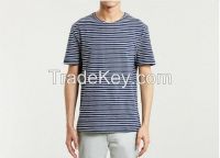 Classic Men Navy Old School blue white stripe t-shirt