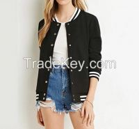 Breathable knitted snap button varsity casual wear for teenagers jacket