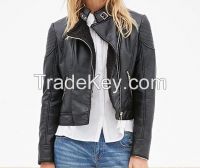 Wholesale pu fashion women leather winter motorbike jacket