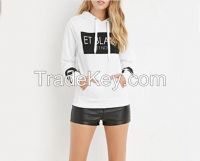 varsity stripe plain white cotton hoodie for 2016 new design